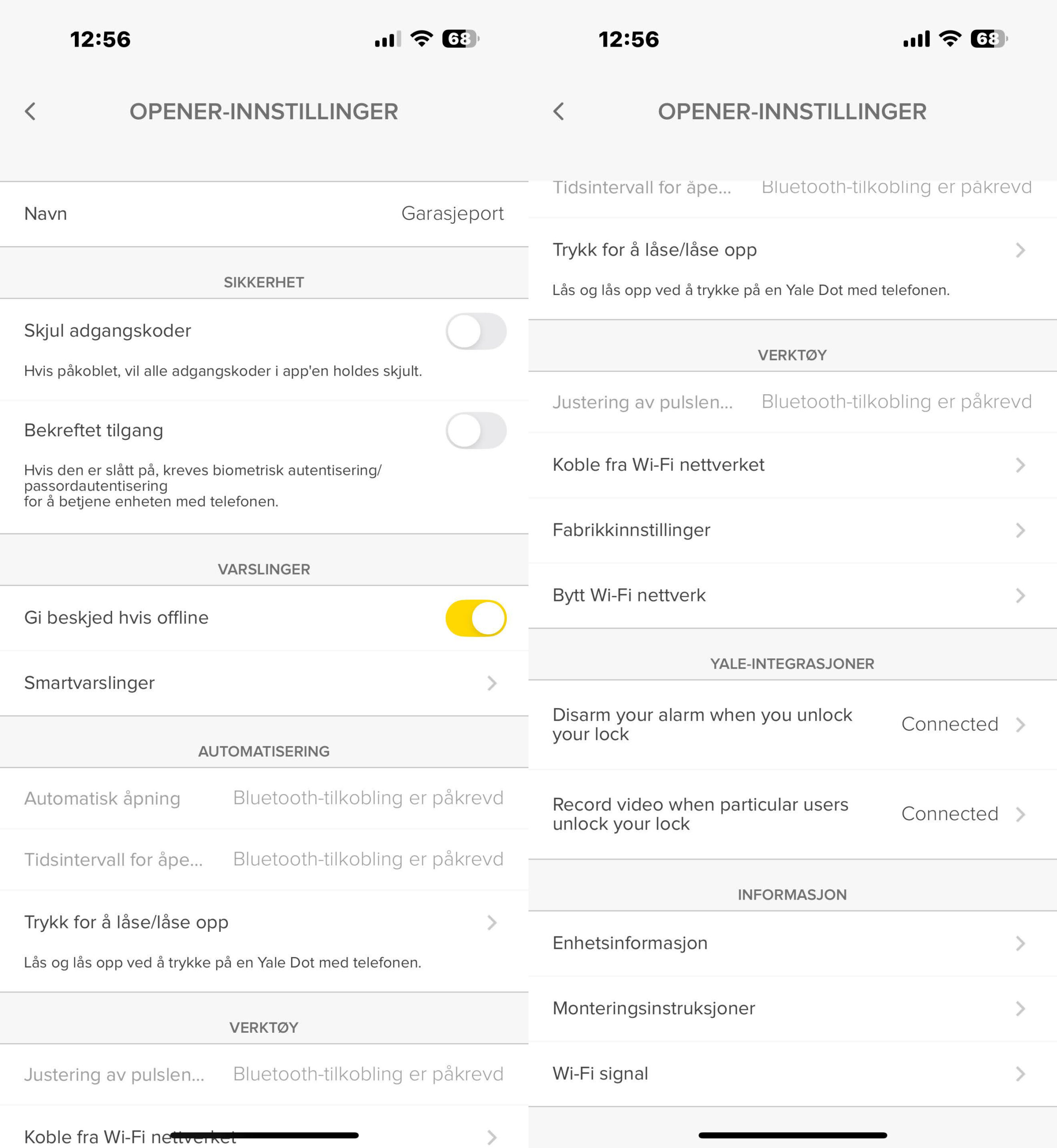 SMART OPENER settings scaled