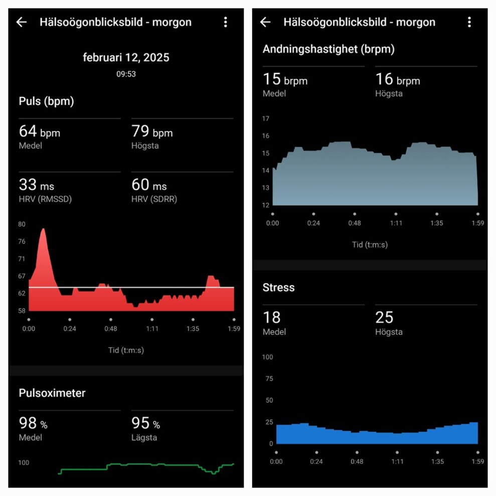 Garmin Instinct 3 hälsostatus app