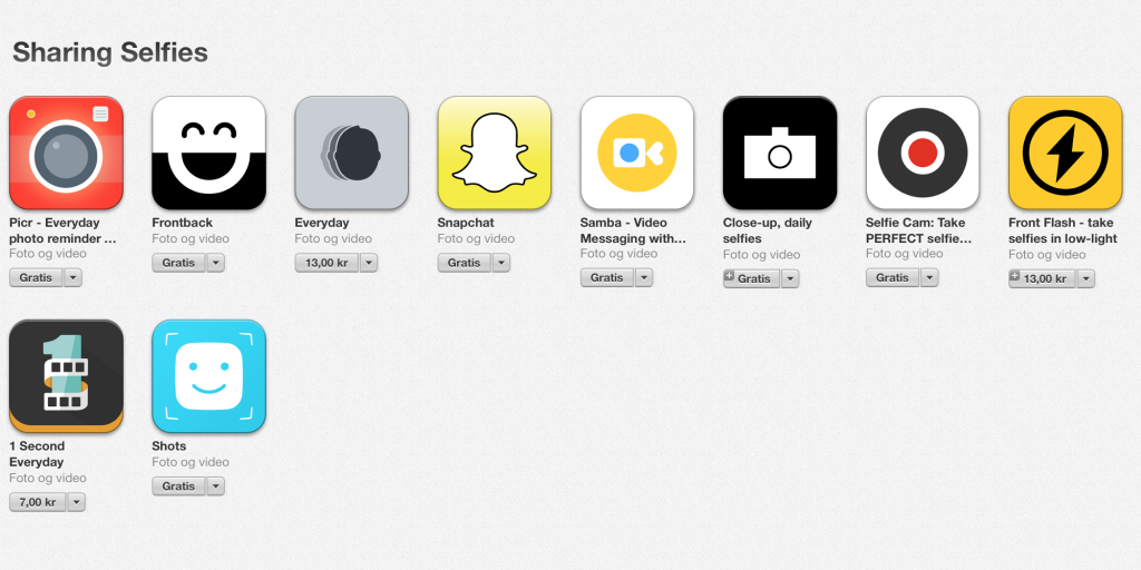 Alla selfie-appar på ett ställe